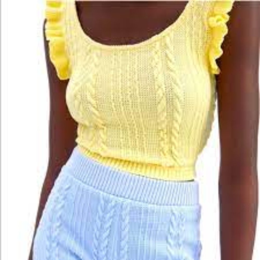 ZARA yellow knit sweater tank top